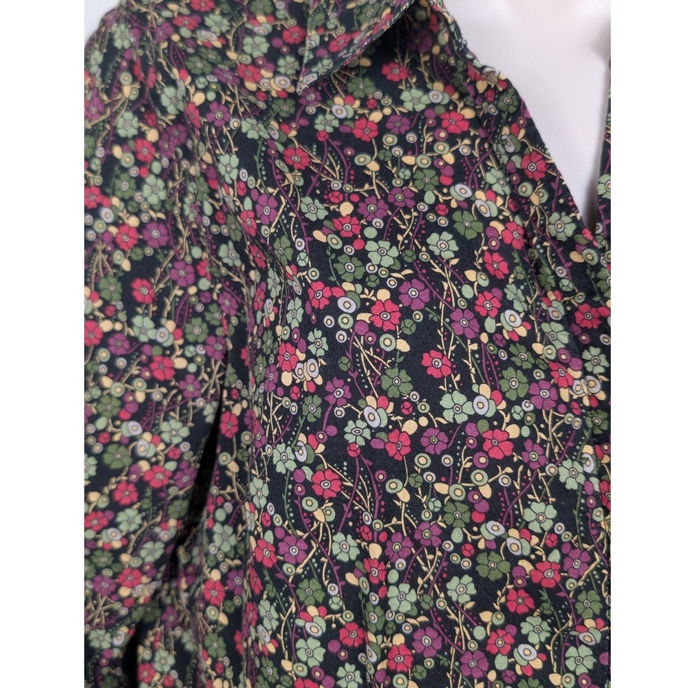 Christopher & Banks Womens Retro Floral Print Button Down Shirt M Long Sleeve